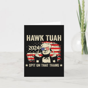 Cartão Trump 2024 Flag Funny Hawk Tush Middle Finger 24