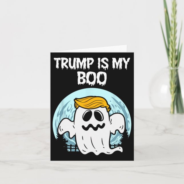 Cartão Trump 2024 Hair Engraçado Ghost Halloween Boo (Frente)