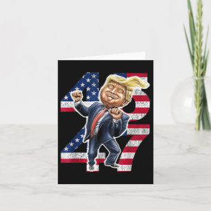Cartão Trump Dance 45 47 American Flag Trump 2024