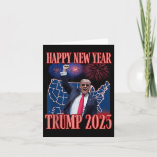 Cartão Trump Fofo Feliz Ano Novo 2025 45 47 Fora da Lei V