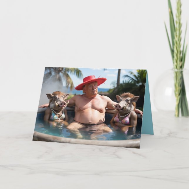Cartão Trump Hot Tub Greeting Card (Frente)