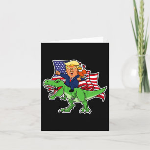 Cartão Trump Montado Em Um Dinossauro Trex Merica Patriot