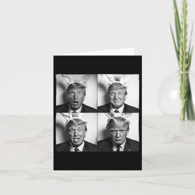 Cartão Trump Photobooth Em Páscoas Coelhinhas Ouve Engraç (Frente)