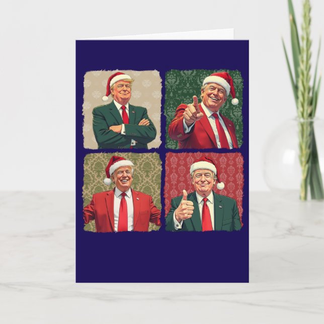 Cartão Trump Pop Art Christmas Card Custom Message MAGA (Frente)