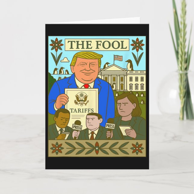 Cartão Trump Tarot Card The Fool Imposes Tariff On Pengui (Frente)