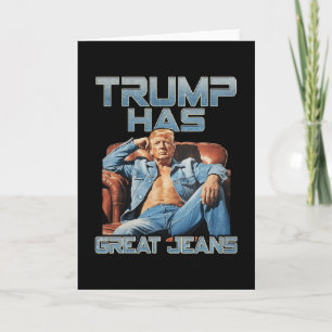Cartão Trump Tem Grandes Jeans Gráfico Divertido Retro De