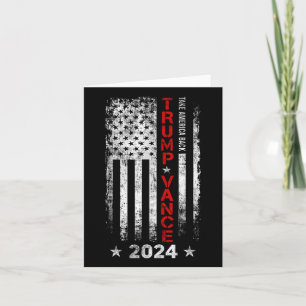 Cartão Trump Vance 2024 U Flag Vintage - take America Bac