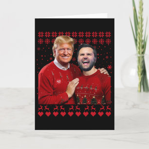 Cartão Trump Vance Irmãos Engraçado Vermelho Feio Natal X