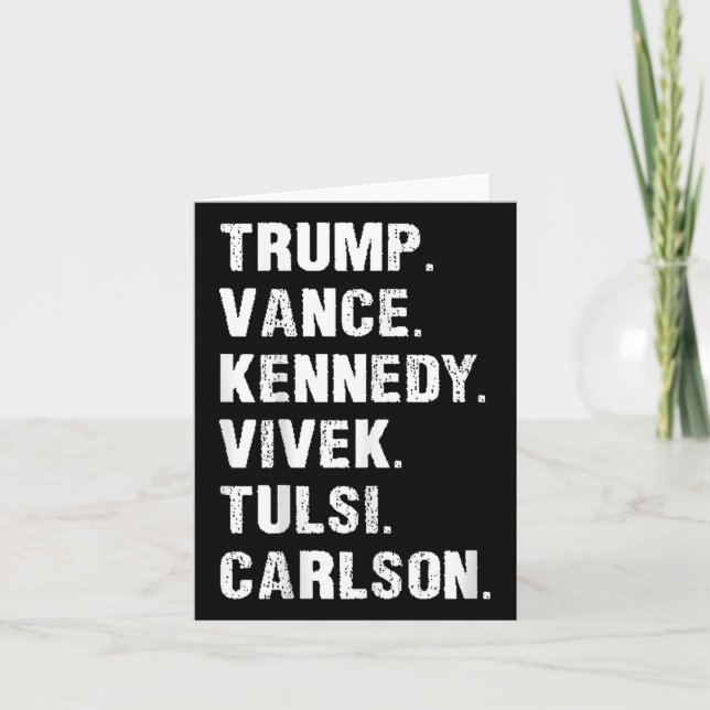 Cartão Trump Vance Kennedy Vivek Tulsi Carlson (Frente)