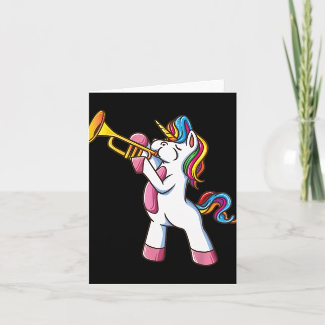 Cartão Trumpet Unicorn Marching Band And Jazz Player Gift (Frente)
