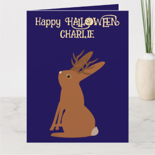 Cartão Truque de Jackalope do Halloween ou tratamento per