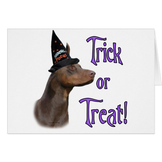 Cartão Truque Doberman Pinscher (vermelho) (Frente Horizontal)