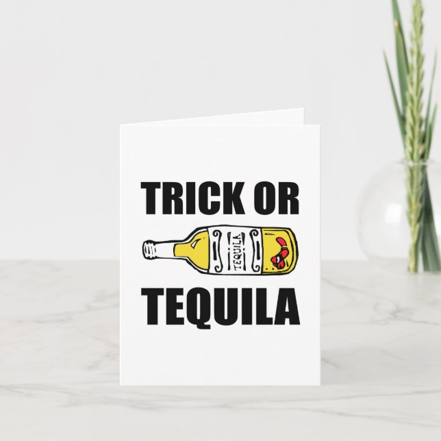 Cartão Truque Ou Tequila Halloween Engraçado (Frente)