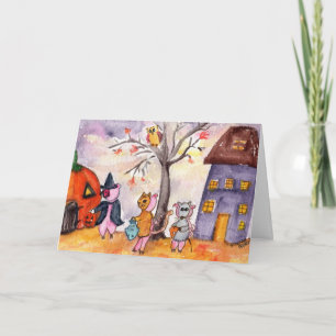 Cartão Truque ou tratamento de leitões