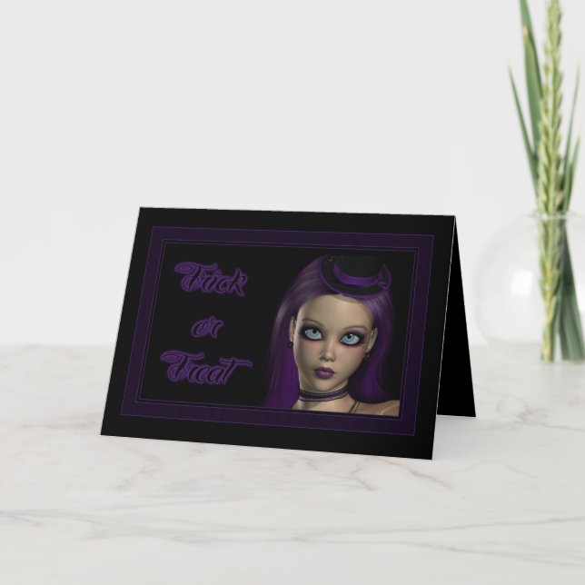 Cartão Truque ou tratamento gótico (Frente)