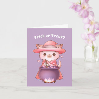 Cartão Truque ou Tratar Bruxa Adorável de Halloween Pomch