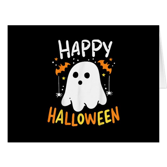 Cartão Truque Ou Tratar Fantasma De Halloween (Frente horizontal)