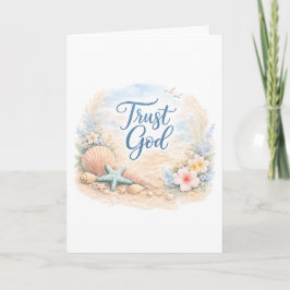 Cartão "Trust God" Coastal Beach Watercolor Christian