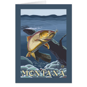 Cartão Truta que pesca o secção transversal - Montana