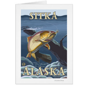 Cartão Truta que pesca o secção transversal - Sitka,