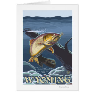 Cartão Truta que pesca o secção transversal - Wyoming