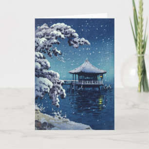 Cartão Tsuchiya Koitsu - Neve no Ukimido em Katada