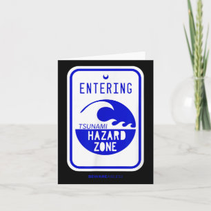 Cartão Tsunami Hazami Zone Road Sign Funny Beach And Shor