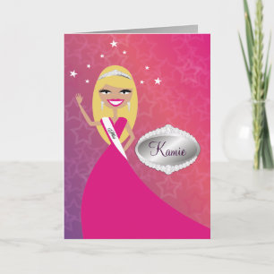 Cartão TT-Miss Beauty Princess Blonde Congratz Card