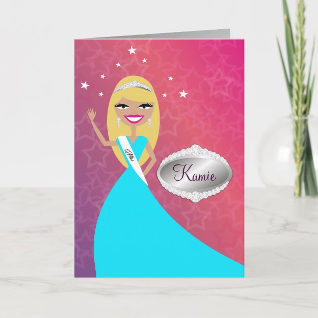 Cartão TT-Miss Beauty Princess Blonde | Congratz Card (Frente)
