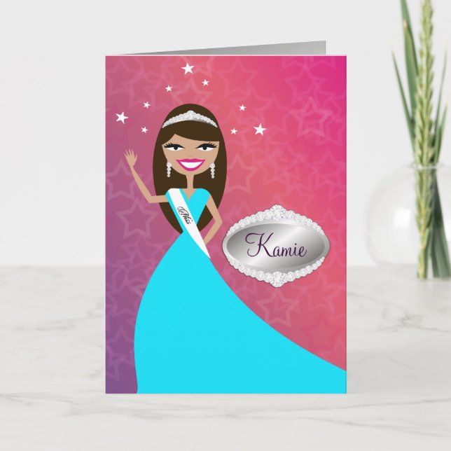 Cartão TT-Miss Beauty Princess Brunette | Congratz Card (Frente)