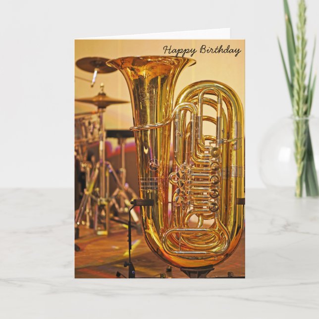 Cartão Tuba brass instrument birthday (Frente)