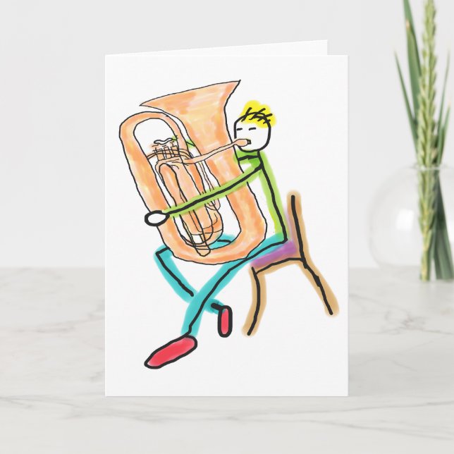 Cartão Tuba Playing Stickman (Frente)