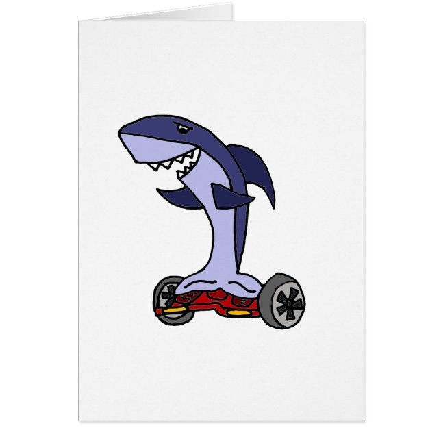 Cartão Tubarão engraçado em Hoverboard vermelho (Frente)
