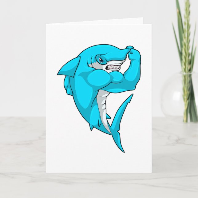 Cartão Tubarão-martelo como Fisiculturista na musculação (Frente)