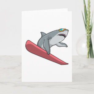 Cartão Tubarão Snowboarder Snowboard