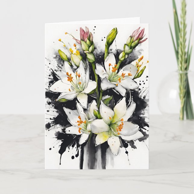 Cartão Tuberose - Flores em aquarela (Frente)