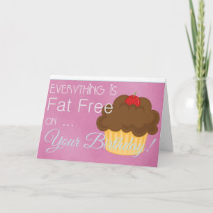 Cartão Tudo é Fat Free Cupcake Birthday Card 2