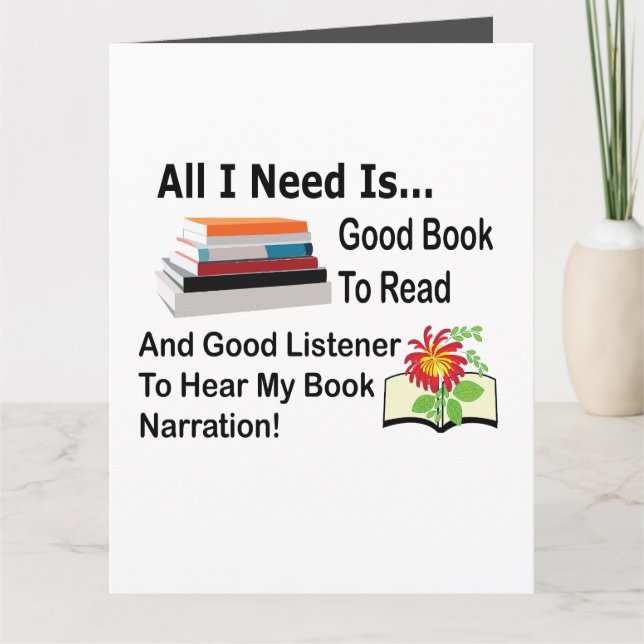Cartão Tudo o que preciso é de bom livro e de boas notíci (Frente)