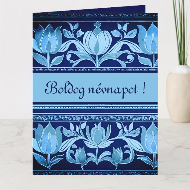 Cartão tulip chest in blues - name day Card (Frente)
