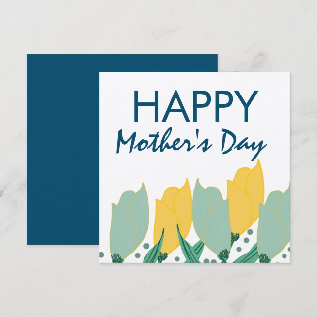 Cartão Tulip Floral Happy Dia de as mães Mão Desenhada (Frente/Verso)