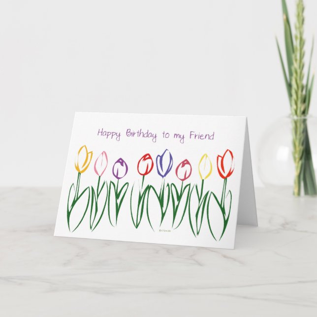 Cartão Tulip Garden Friends Birthday Card (Frente)
