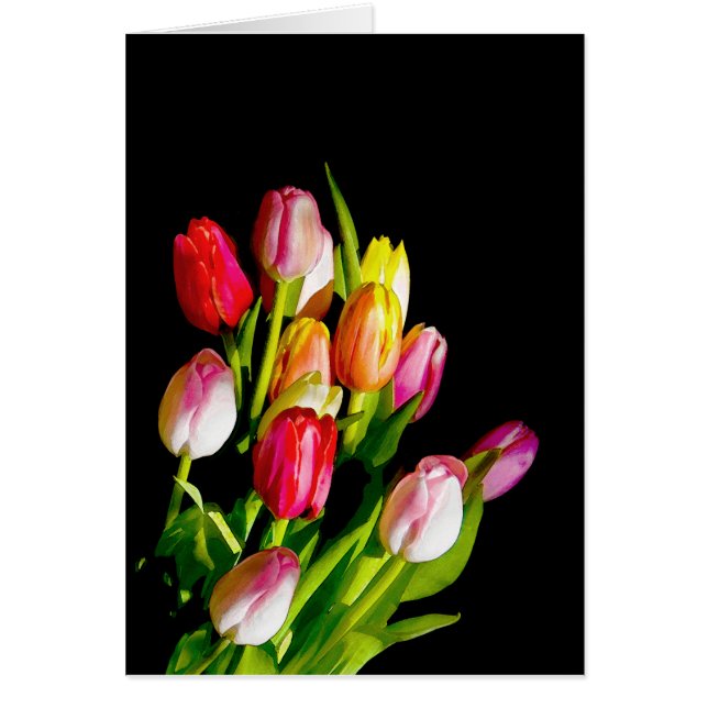 Cartão Tulip Painting - Arte Flor Original (Frente)