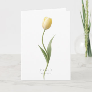 Cartão Tulipa Amarela Arte Botânica Símbolo de Luz Solar/