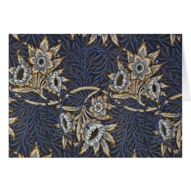 Cartão Tulipa de William Morris com padrão de salgueiro e (Frente Horizontal)