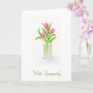 Cartão Tulipa Floral em Vaso de Aquarela SIMPATIA