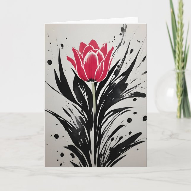 Cartão Tulipa - Flores aquarela (Frente)
