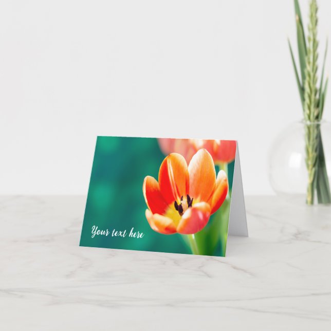 Cartão Tulipa Laranja Única (Frente)