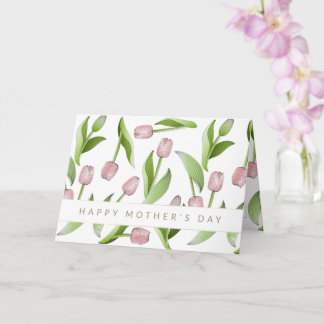Cartão Tulipa Rosa Moderna Flor Dia das Mães