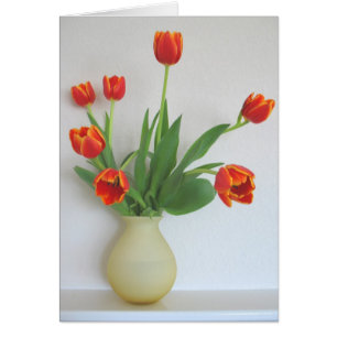 Cartão Tulipas alaranjadas por Cynthia Wenslow