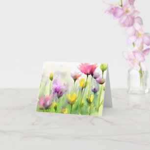 Cartão Tulipas aquarela personalizáveis